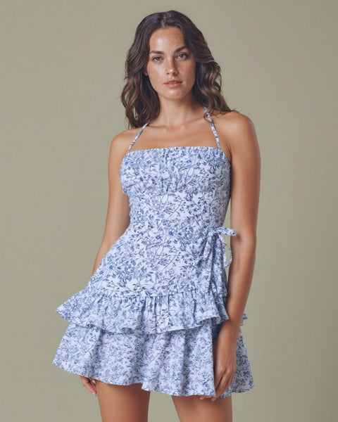 Ortagus - שמלה פרחונית עם רפלים