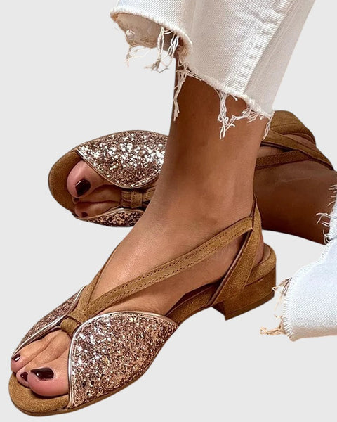 מיטל - סנדלים שטוחים מבריקים