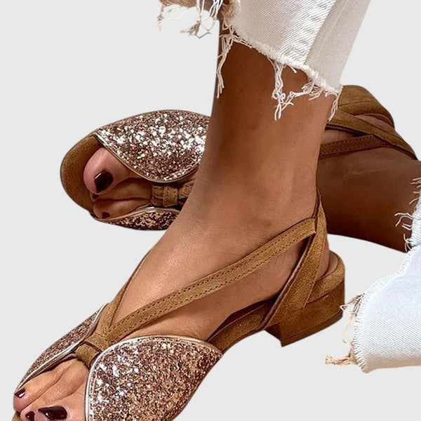 מיטל - סנדלים שטוחים מבריקים