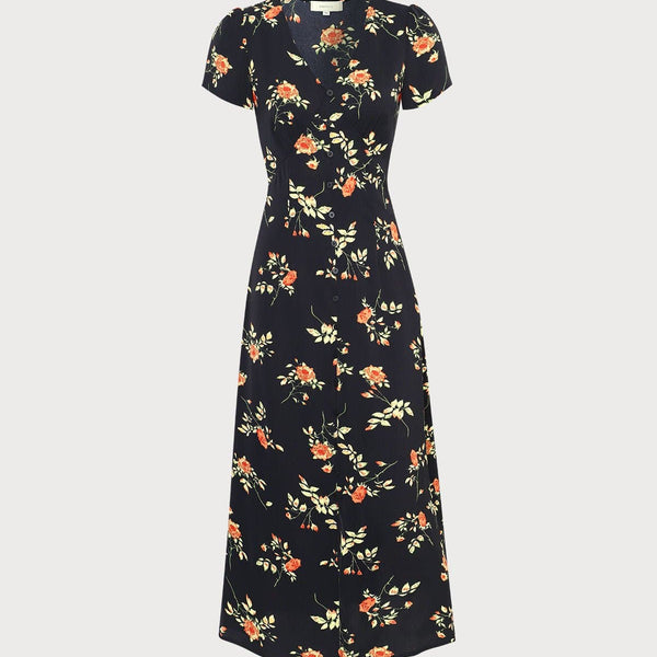 Kambria - שמלת מידי פרחונית עם שרוולים קצרים