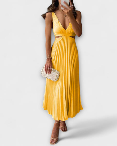 שמלת ערב אלגנטית בגובה בינוני עם פליסה