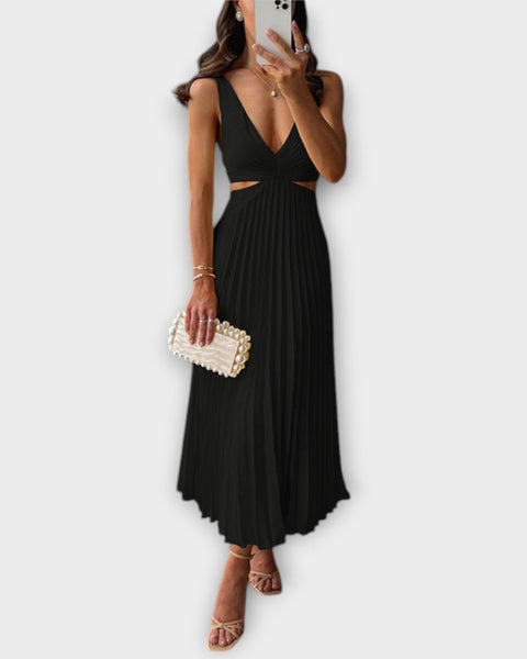 שמלת ערב אלגנטית בגובה בינוני עם פליסה