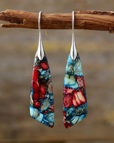 עגילי רטרו עם אבני חן צבעוניות