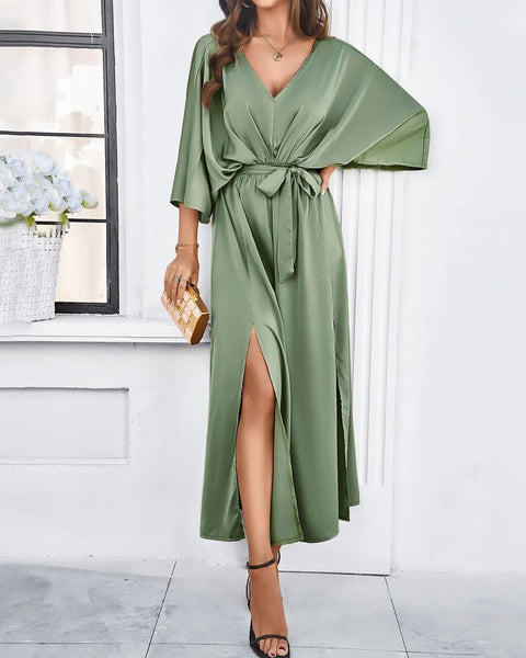 Madleen - שמלת מקסי עם מחשוף V