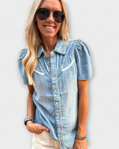 חולצת בוקרים מערבית בכפתורים לנשים