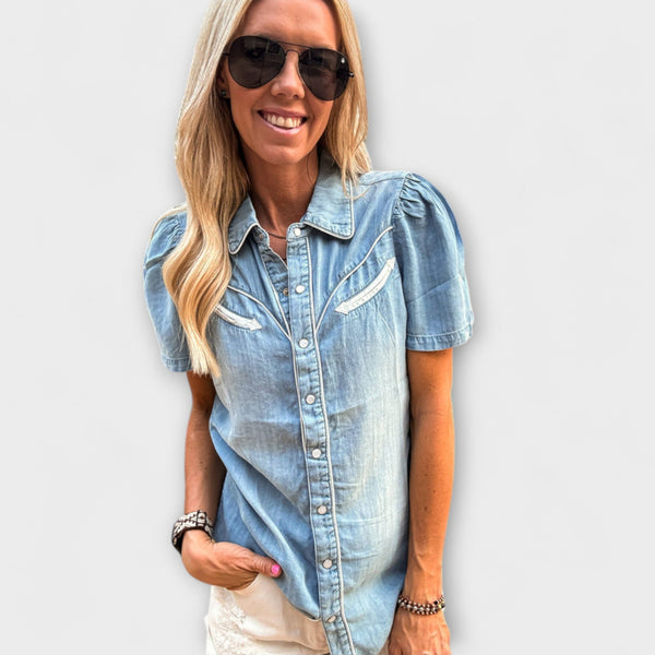 חולצת בוקרים מערבית בכפתורים לנשים