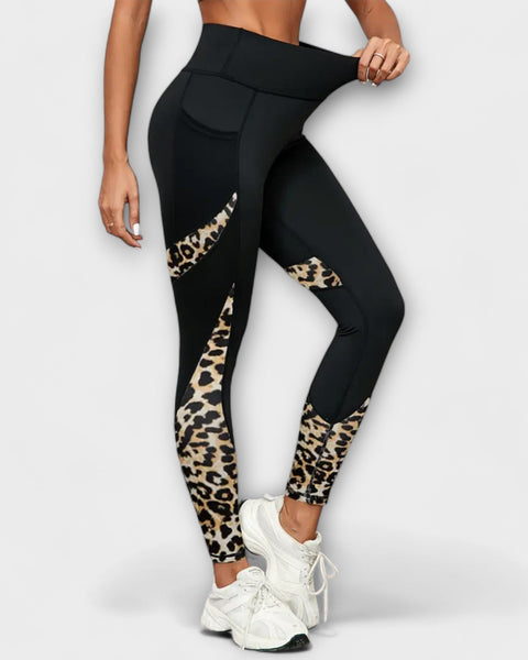 לגינס אימון בעיצוב נמר עם מותן גבוהה