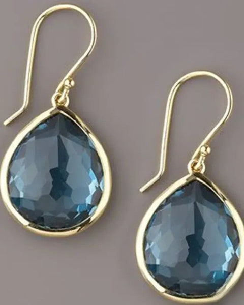 עגילי טיפה רטרו בצבע כחול