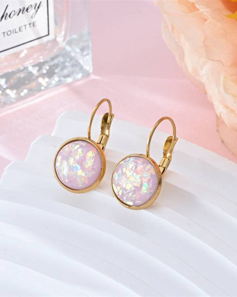 עגילי אופל קלאסיים בזהב רטרו