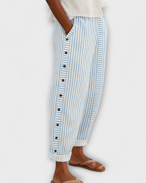 מכנסיים מפוספסים נוחים לנשים - מכנסי ריאה