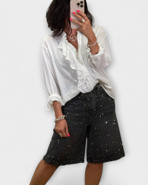 מכנסי ברמודה עם קישוטי סברובסקי