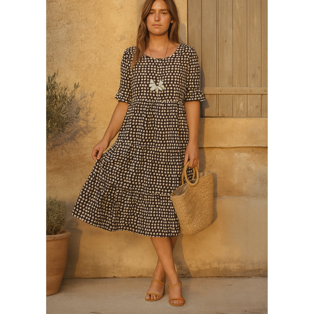 Mariam - שמלת מידי עם שרוולים קצרים