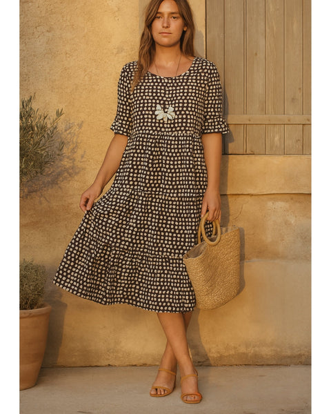 Mariam - שמלת מידי עם שרוולים קצרים