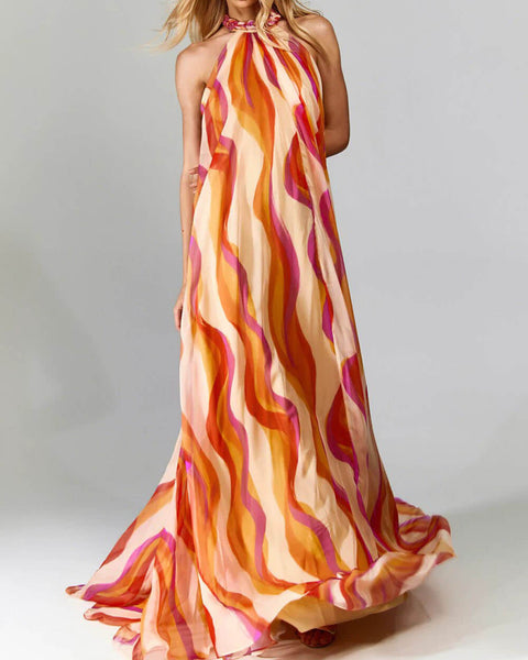 Marlyn - שמלת מקסי ללא גב עם צווארון הלטר