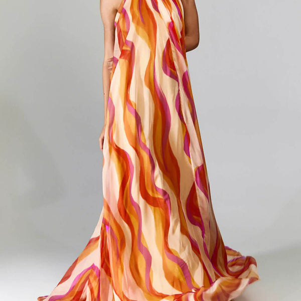 Marlyn - שמלת מקסי ללא גב עם צווארון הלטר