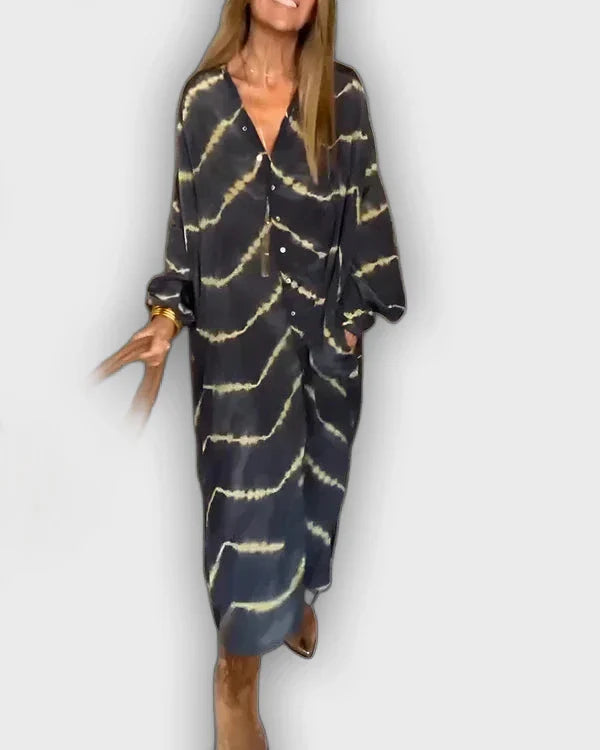 שמלת מקסי בוהו עם פסים