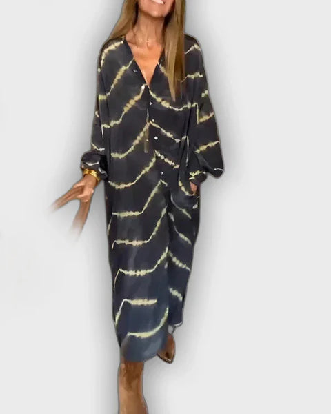 שמלת מקסי בוהו עם פסים