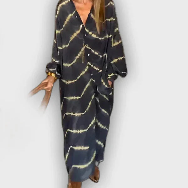 שמלת מקסי בוהו עם פסים