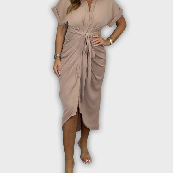 שמלת קתרין אלגנטית עם קו מותן מקופל