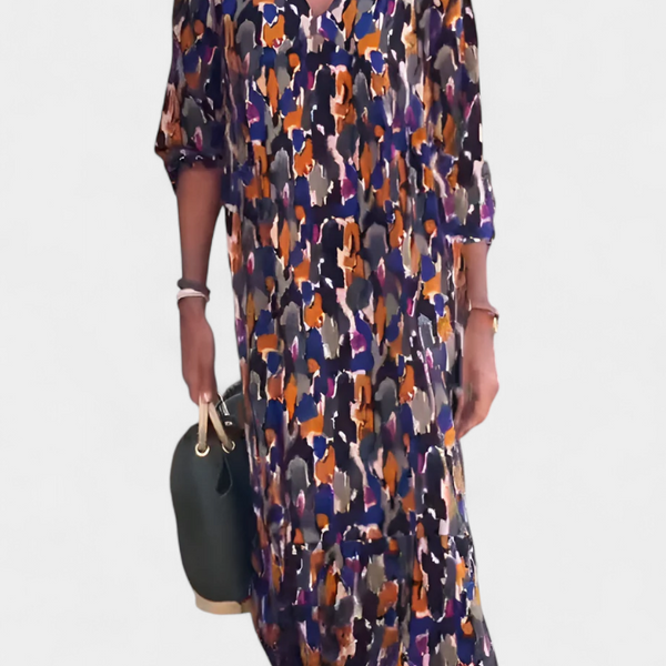 סמלת טודורה רטרו עם צווארון V ושרוולים נפוחים