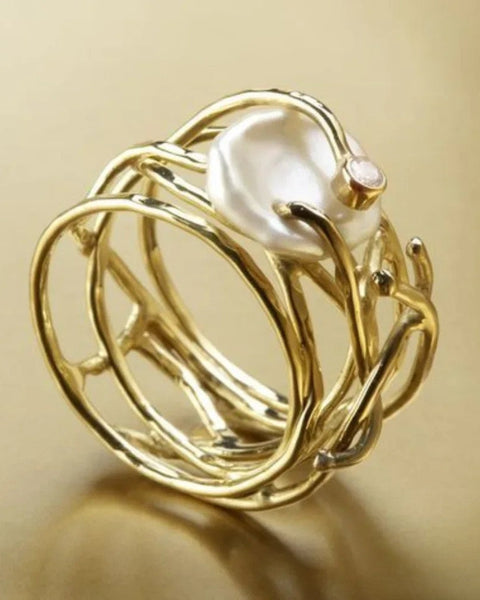 טבעת וינטג' דקה עם פנינה