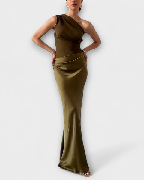 שמלת מקסי אסימטרית עם כתף אחת