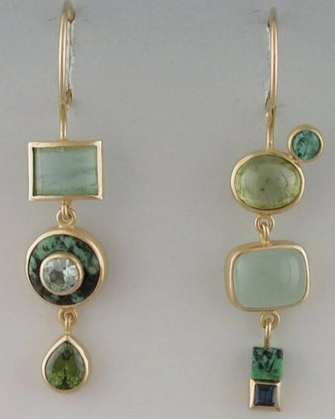 עגילי טיפה רטרו ירוקים - תכשיט יוקרתי ומיוחד