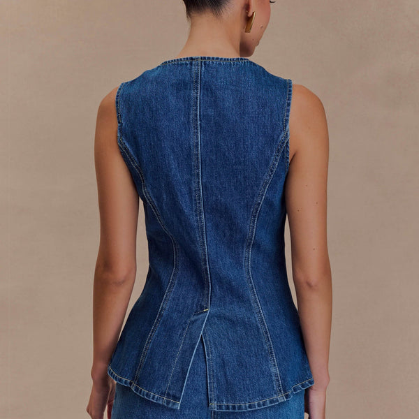 Vespera - סט וסט ללא שרוולים עם צווארון עגול