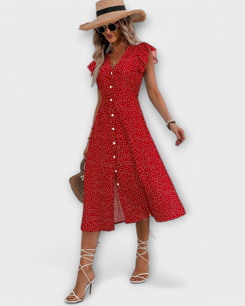 שמלת מידי אלגנטית עם נקודות פולקה