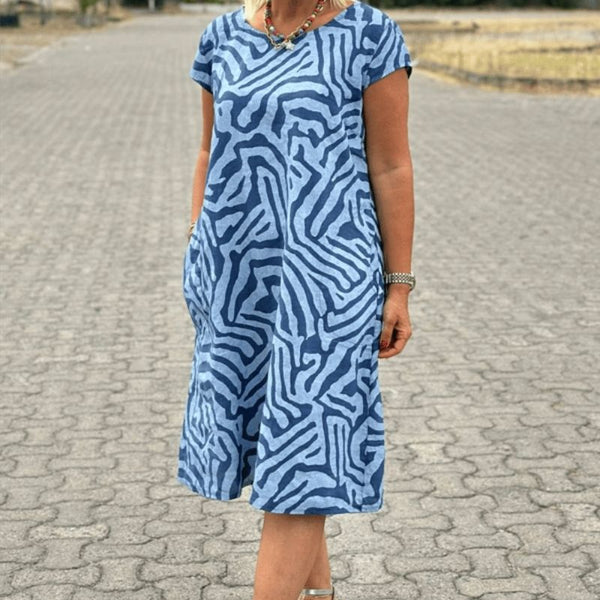 נליה™ - שמלת קיץ עם צווארון עגול ודפס יפה