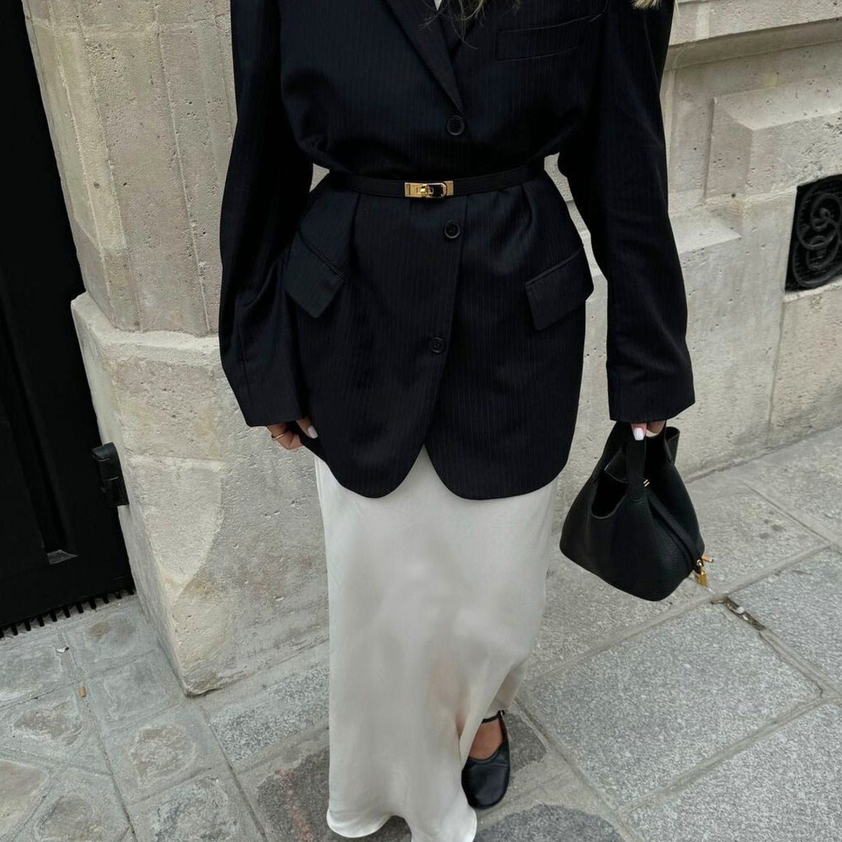 גלאיזה | תיק דלי עם מנעול זהב חלק