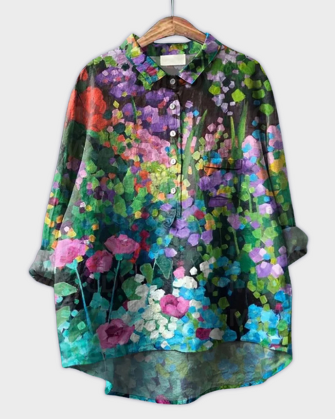 חולצת נשים בעבודת יד עם עיצוב פרחוני