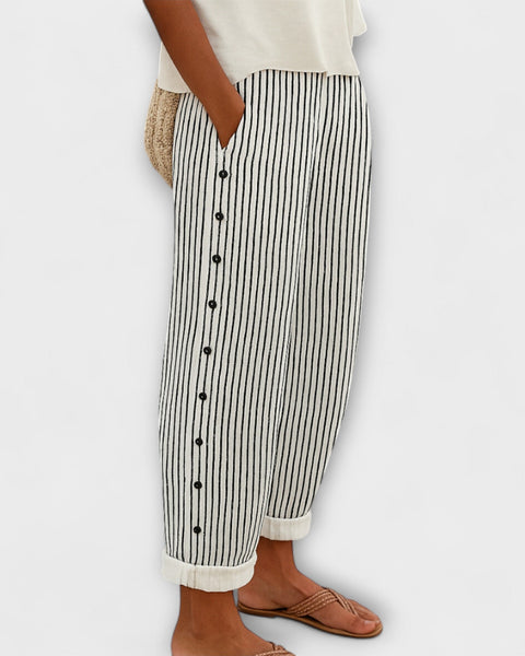 מכנסיים מפוספסים נוחים לנשים - מכנסי ריאה