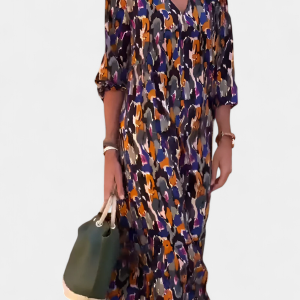 סמלת טודורה רטרו עם צווארון V ושרוולים נפוחים