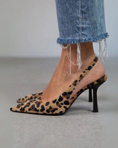 סדה - עקבים בכחול עם חצי פתוח דגם נמר