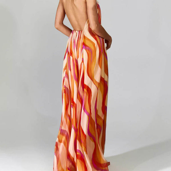 Marlyn - שמלת מקסי ללא גב עם צווארון הלטר