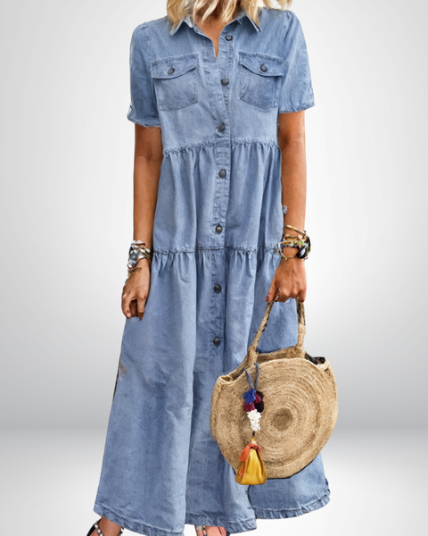 Leokadia - שמלת ג'ינס רכה עם כפתורים