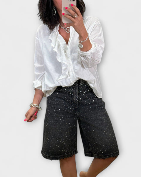 מכנסי ברמודה עם קישוטי סברובסקי