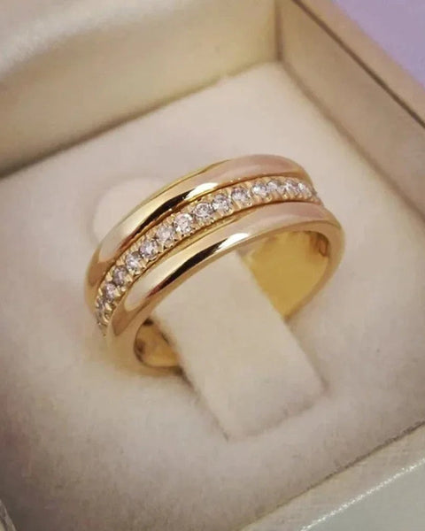 טבעת כפולה אלגנטית עם אבני זירקוניה