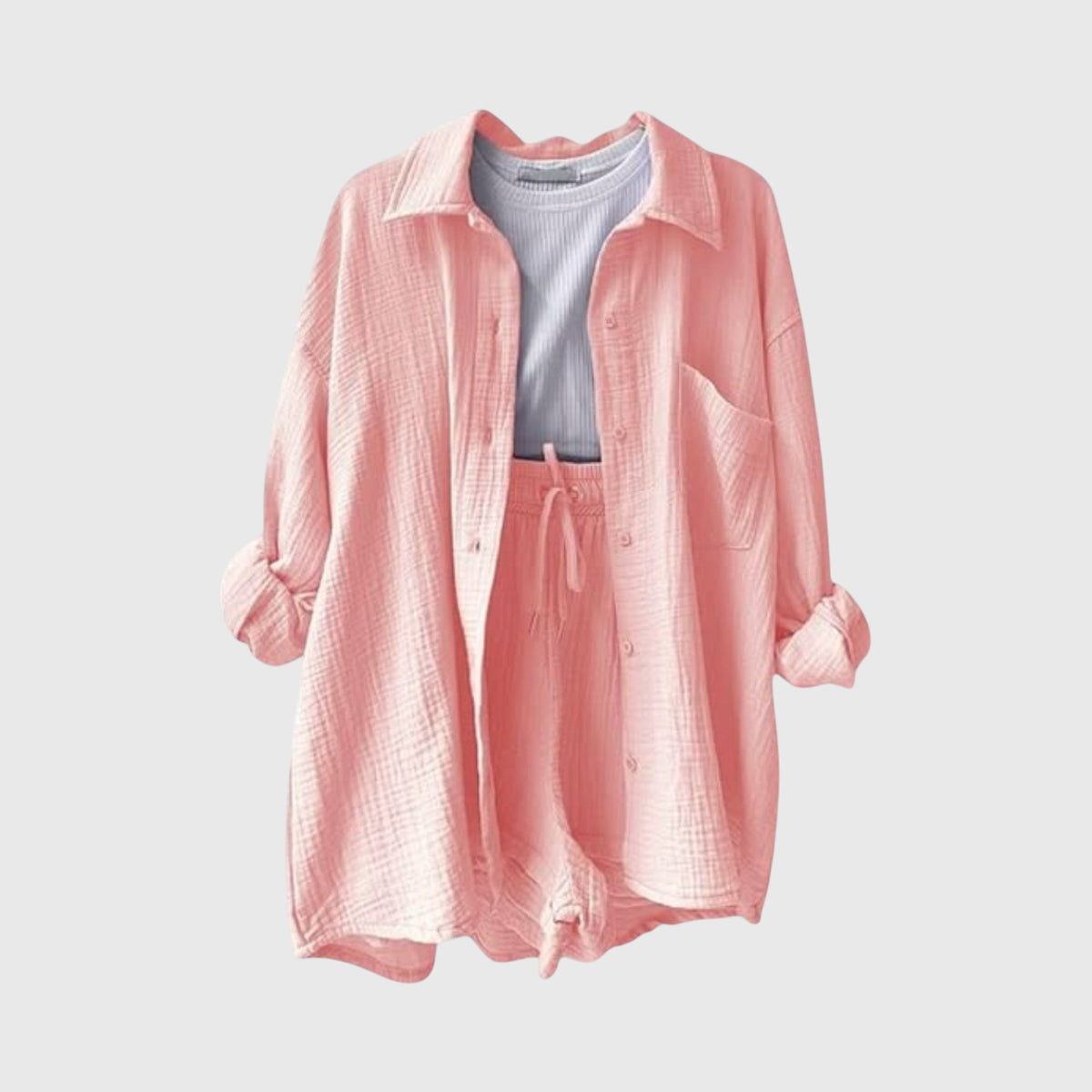 סט בד קיץ עם חולצה ומכנסיים קצרים