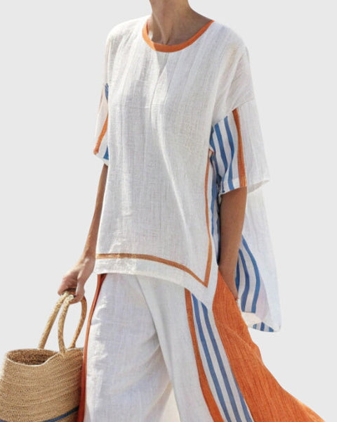 סט אתני עם פסים אנכיים וסילואטה רחבה