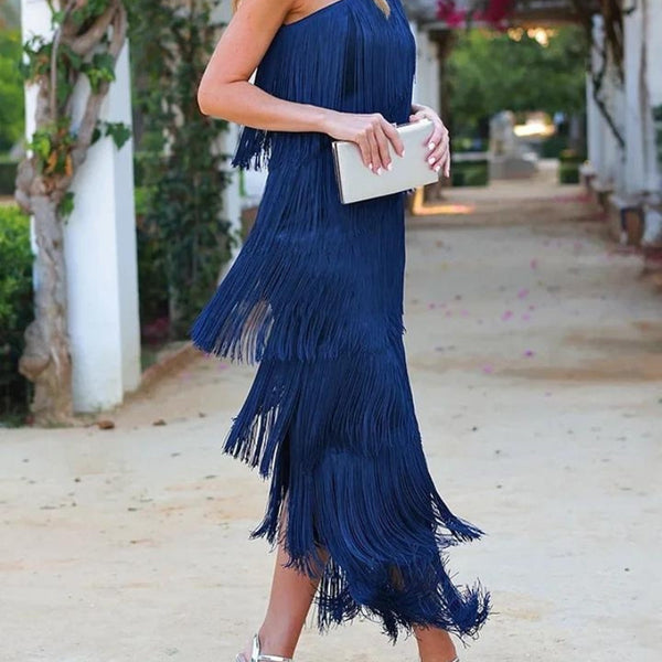 Mirella - שמלת מקסי עם פרנזים