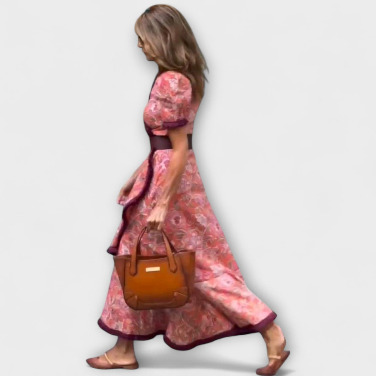 שמלות מקסי אלגנטיות ורודות עם שרוולים קצרים