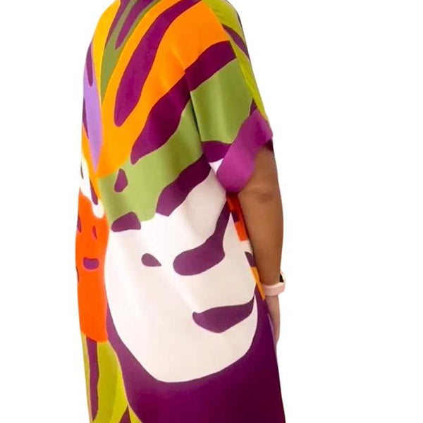 שמלת קימוני עם הדפס עלים חיוניים