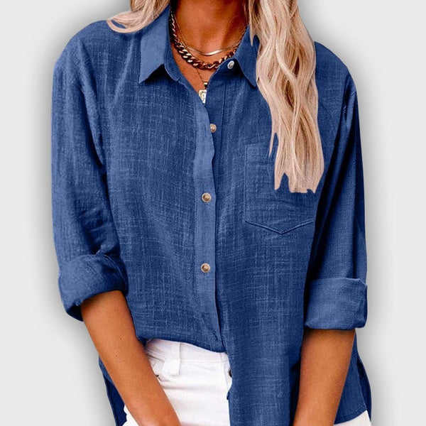 חולצת לייקרה לנשים עם שרוולים ארוכים בצבע כחול כהה