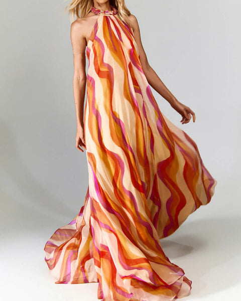 Marlyn - שמלת מקסי ללא גב עם צווארון הלטר