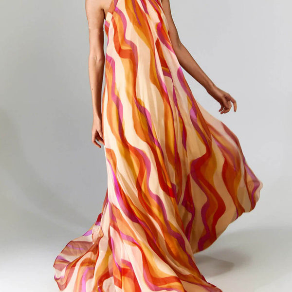 Marlyn - שמלת מקסי ללא גב עם צווארון הלטר