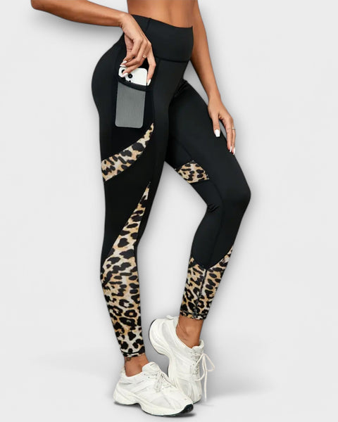 לגינס אימון בעיצוב נמר עם מותן גבוהה