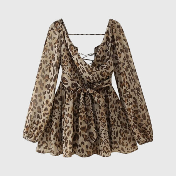 שמלות מיני עם צווארון V ושרוולים קלים