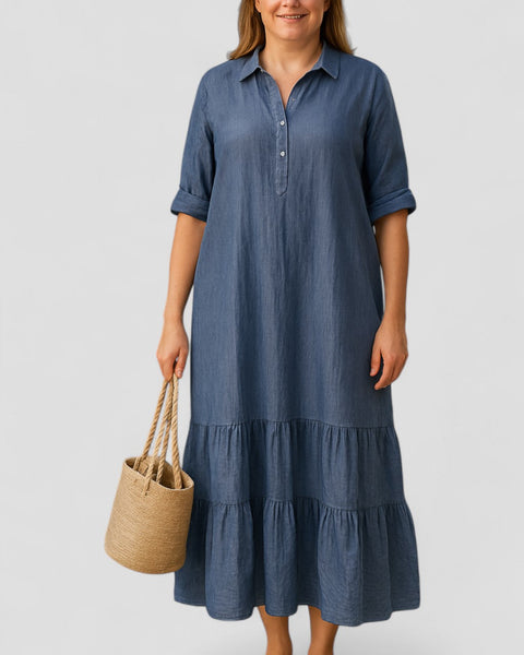 באלנה | שמלת כיסוי בטן עם כפתור חצי